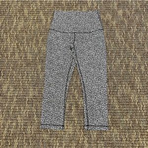 Lululemon Womens Wunder Under Crop Hi-Rise Leggings Miss Mosaic Black Size 8